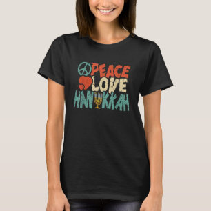 Peace Love Hanukkah Jewish Menorah Chanukah Retro  T-Shirt