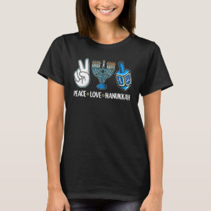 Peace Love Hanukkah Jewish Menorah Chanukah Retro  T-Shirt