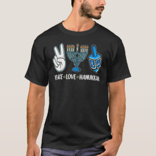 Peace Love Hanukkah Jewish Menorah Chanukah Retro T-Shirt