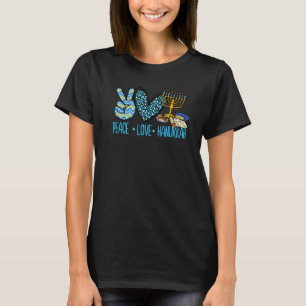 Peace Love Hanukkah Leopard Hanukkah Menorah Jewis T-Shirt
