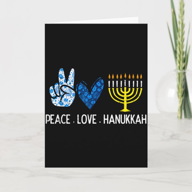 Peace Love Hanukkah Retro Chanukah Jewish Men Wome Card (Front)