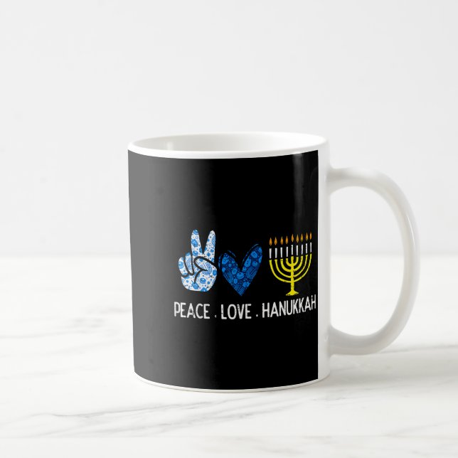 Peace Love Hanukkah Retro Chanukah Jewish Men Wome Coffee Mug (Right)