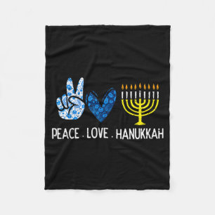 Peace Love Hanukkah Retro Chanukah Jewish Men Wome Fleece Blanket