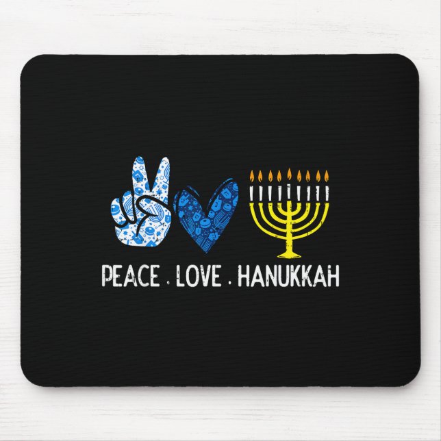 Peace Love Hanukkah Retro Chanukah Jewish Men Wome Mouse Mat (Front)