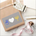 Peace Love & Hanukkah Sticker<br><div class="desc">Peace Love & Hanukkah. Change the background colour to make it your own!</div>