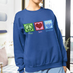 Peace Love Hanukkah Sweatshirt<br><div class="desc">Peace Love Hanukkah sweatshirt for a Jewish woman who likes to celebrate Chanukah. A pretty peace sign,  heart,  and a beautiful menorah.</div>