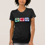 Peace, Love, Hanukkah T-Shirt<br><div class="desc">You will love this groovy tie dye peace, love, Jewish Hanukkah Menorah design. Great for gifts! Available on tee shirts, smart phone cases, mousepads, keychains, posters, cards, electronic covers, computer laptop / notebook sleeves, caps, mugs, and more! Visit our site for a custom gift case for Samsung Galaxy S3, iphone...</div>