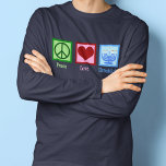 Peace Love Hanukkah T-Shirt<br><div class="desc">Peace Love Hanukkah gift for a Jewish person who likes to celebrate Chanukah. A pretty peace sign,  heart,  and a beautiful menorah.</div>