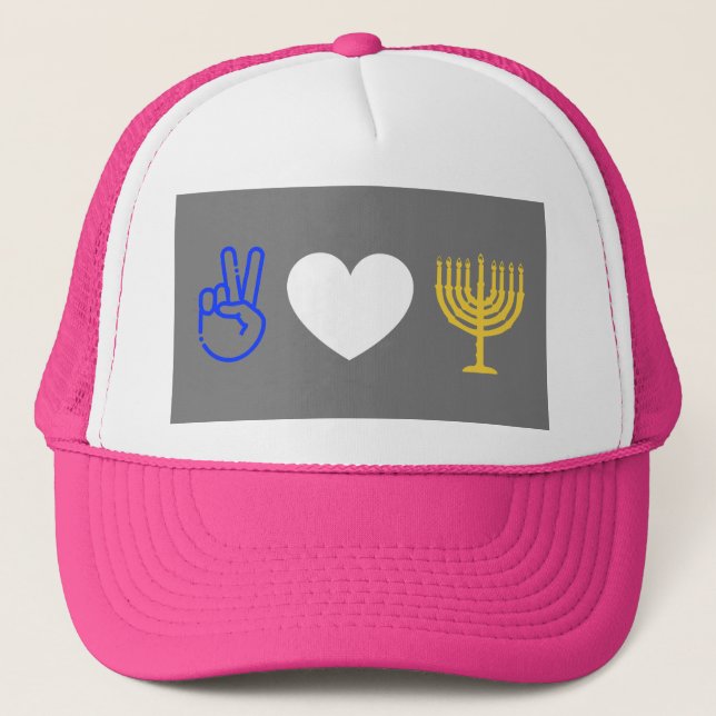 Peace Love & Hanukkah Trucker Hat (Front)
