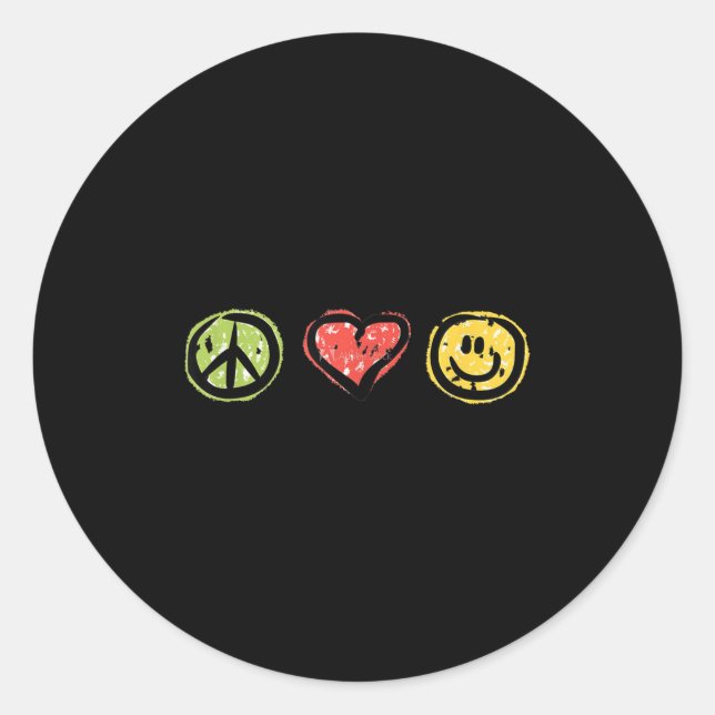 Peace Love Hapness Insrational Hipe Gift  Classic Round Sticker (Front)