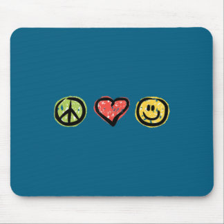 Peace Love Hapness Insrational Hipe Gift  Mouse Mat