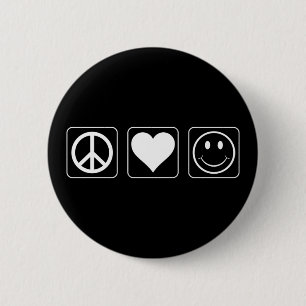 Peace Love Happiness 6 Cm Round Badge