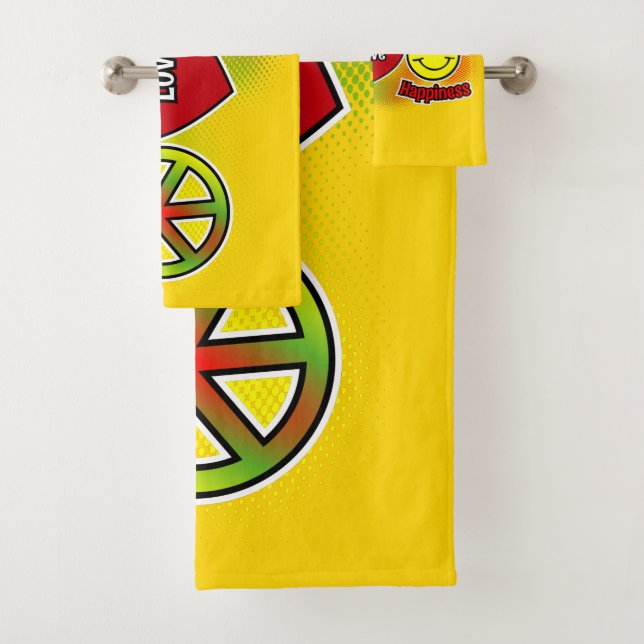 Peace Love Happiness Bath Towel Set (Insitu)