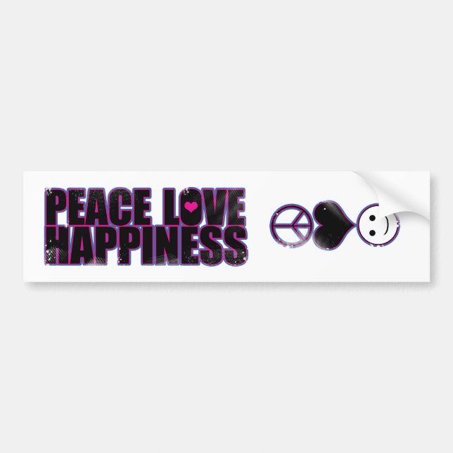 Peace Love Happiness Bumper Sticker (Front)