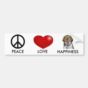 PEACE, LOVE HAPPINESS BUMPER STICKER