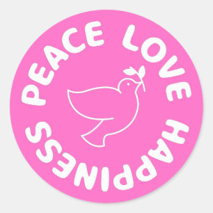 PEACE LOVE HAPPINESS CLASSIC ROUND STICKER