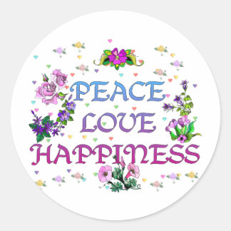 Peace Love Happiness Classic Round Sticker