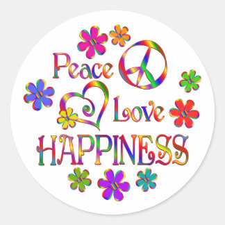Peace Love Happiness Classic Round Sticker