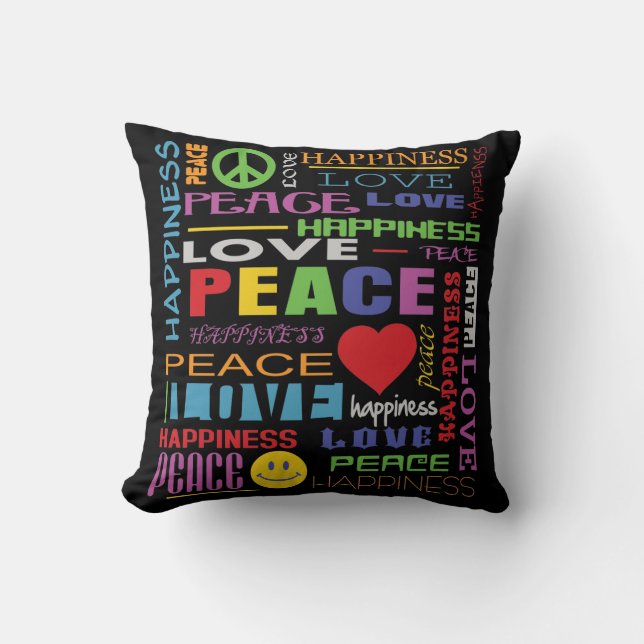 Peace Love Happiness Cushion (Front)