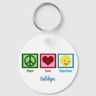 Peace Love Happiness Cute Custom Key Ring
