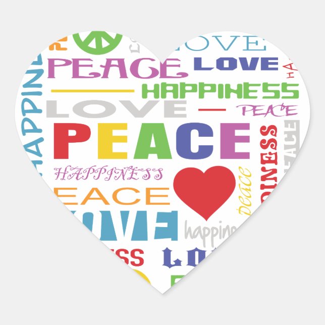 Peace Love Happiness Heart Sticker (Front)