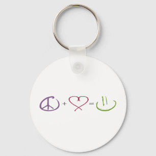 Peace + Love = Happiness Key Ring