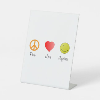 Peace Love Happiness Pedestal Sign