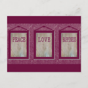 Peace love happiness postcard