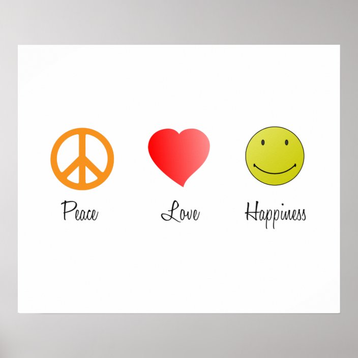 Peace Love Happiness Poster Zazzle.co.uk