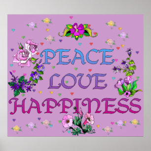 Peace Love Happiness Poster