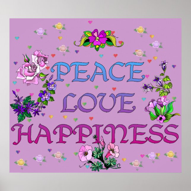 Peace Love Happiness Poster (Front)
