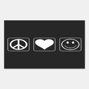 Peace Love Happiness Rectangular Sticker