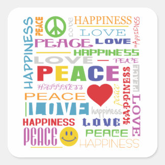 Peace Love Happiness Square Sticker