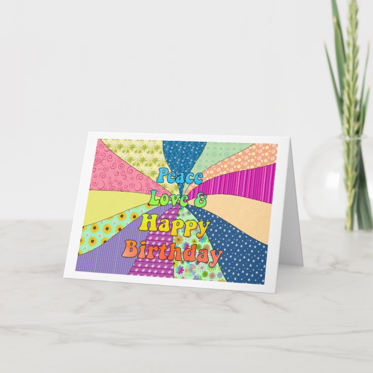 Peace Love & Happy Birthday Card | Zazzle