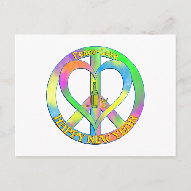 Peace Love Happy New Year Holiday Postcard (Front)