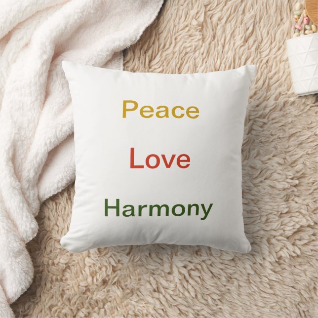 Peace Love Harmony gold red green Cushion (Blanket)