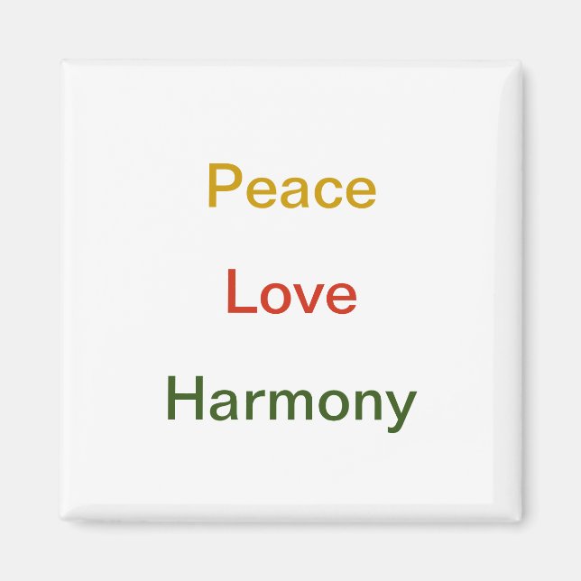 Peace Love Harmony gold red green Magnet (Front)
