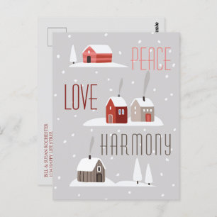 Peace Love Harmony Retro Christmas Holiday Photo Postcard