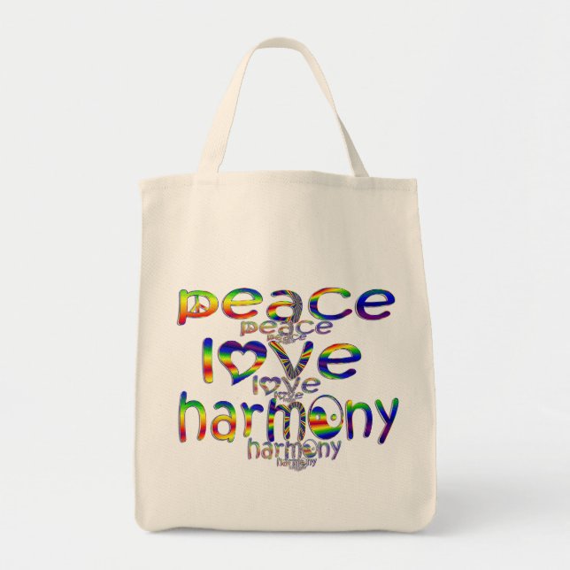 Peace Love Harmony Tote Bag (Front)