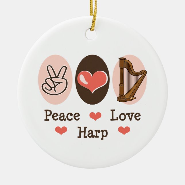 Peace Love Harp Ornament (Front)