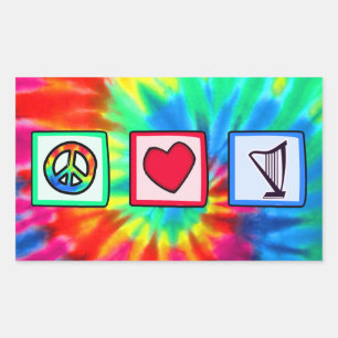 Peace, Love, Harps Rectangular Sticker