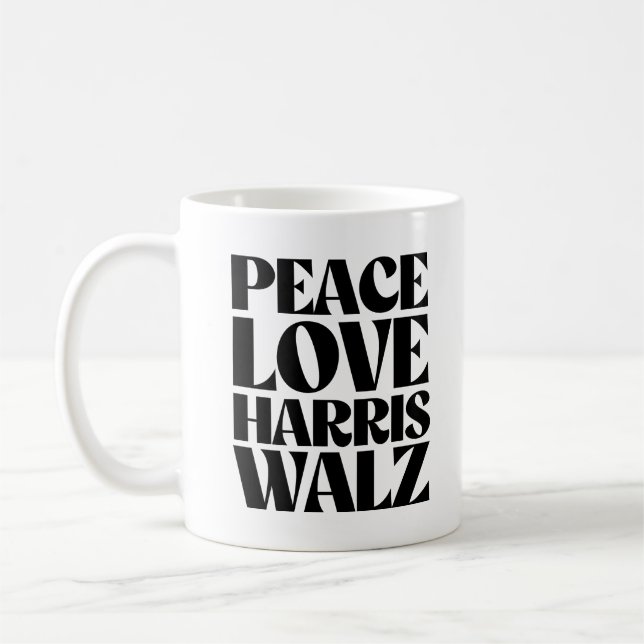 Peace Love Harris Walz Coffee Mug (Left)