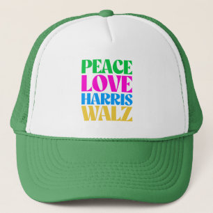 Peace Love Harris Walz Trucker Hat