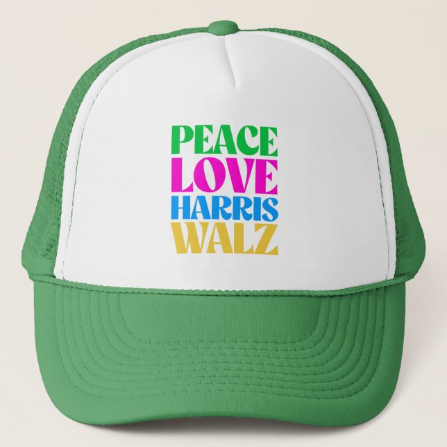 Peace Love Harris Walz Trucker Hat (Front)