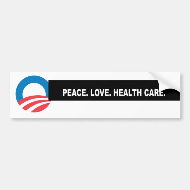 Peace. Love. Health Care. Headline Bumper Sticker (Front)