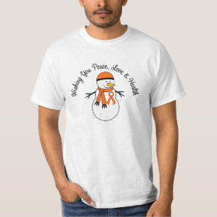 Peace Love Health Snowman Kidney Cancer T-Shirt