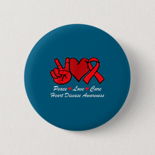 Peace Love Heart Disease Awareness Chd Suprt Wear 6 Cm Round Badge