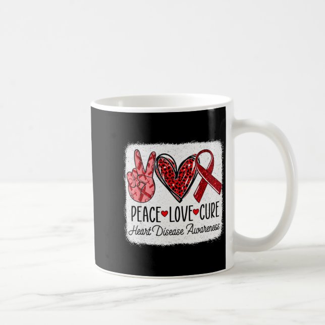 Peace Love Heart Disease Awareness Chd Suprt Wear  Coffee Mug (Right)
