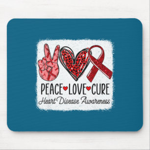 Peace Love Heart Disease Awareness Chd Suprt Wear Mouse Mat