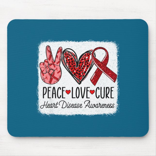 Peace Love Heart Disease Awareness Chd Suprt Wear  Mouse Mat (Front)